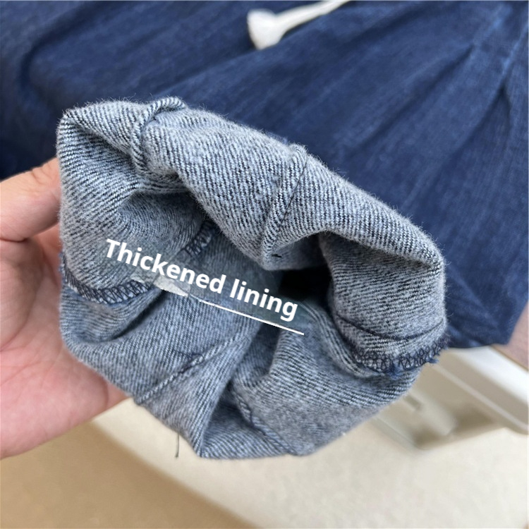 Tiefe Herbst/Winter Kinder verdickte Jeans koreanische Jungen und Mädchen dünne Fleece Kordelzug lose Hose_voghion.com