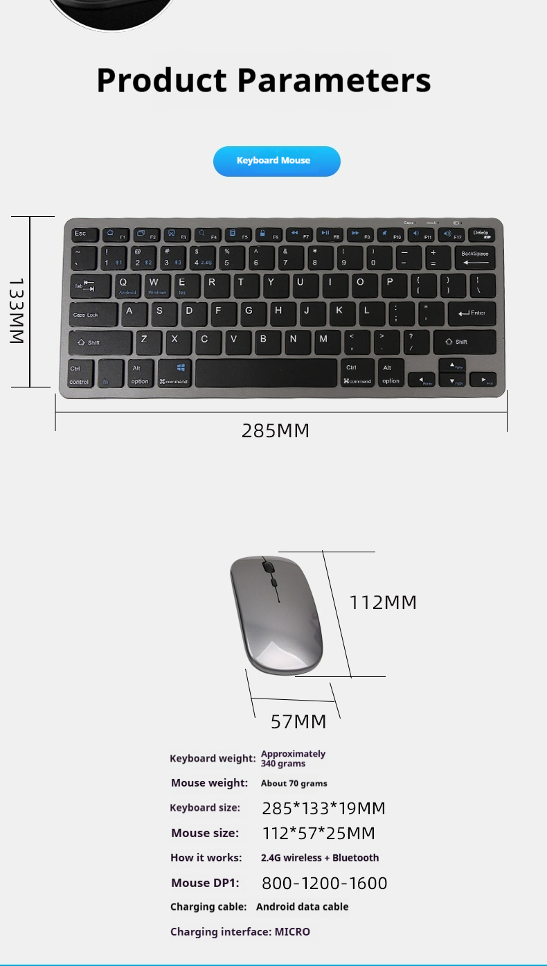 Rechargeable Keyboard And Set Compatible With Computer Mouse Accessories_voghion.com