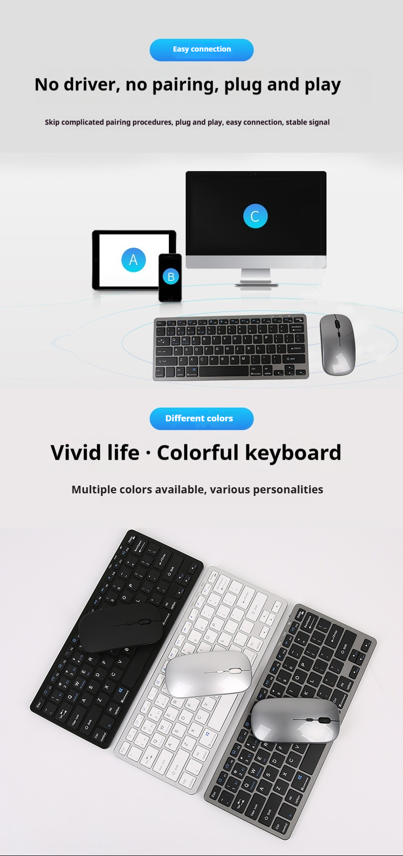 Rechargeable Keyboard And Set Compatible With Computer Mouse Accessories_voghion.com