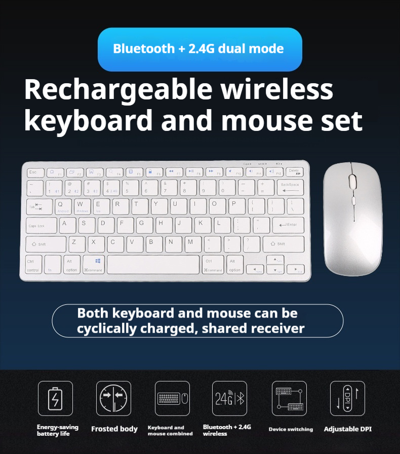 Rechargeable Keyboard And Set Compatible With Computer Mouse Accessories_voghion.com