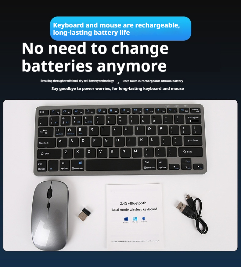 Rechargeable Keyboard And Set Compatible With Computer Mouse Accessories_voghion.com