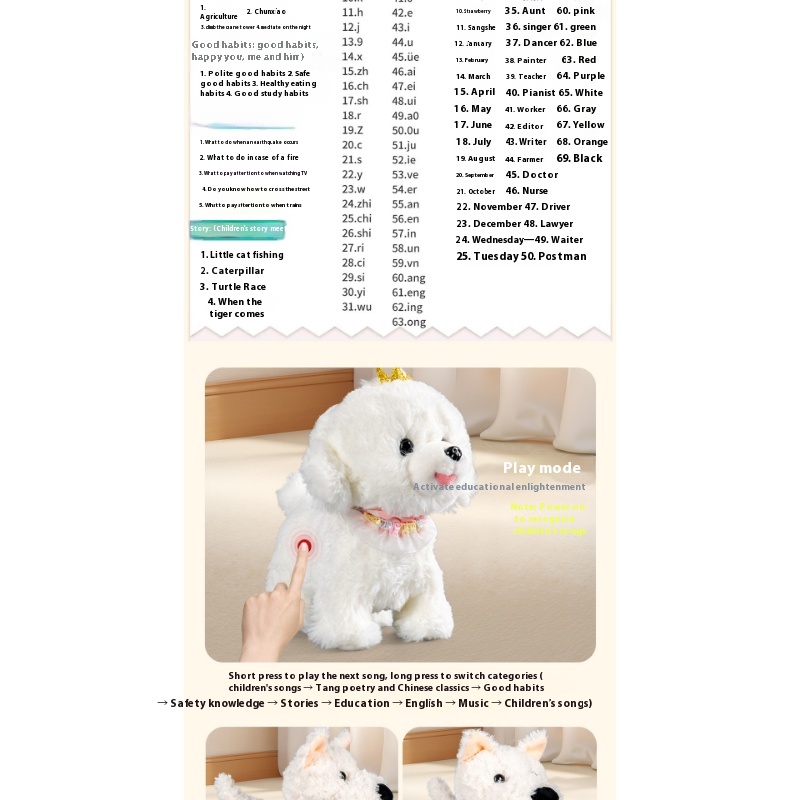 girls Toy Gifts Children's Play House Simulation Plush Puppy West Highland Electric Cute Dog Can Walk And Call_voghion.com