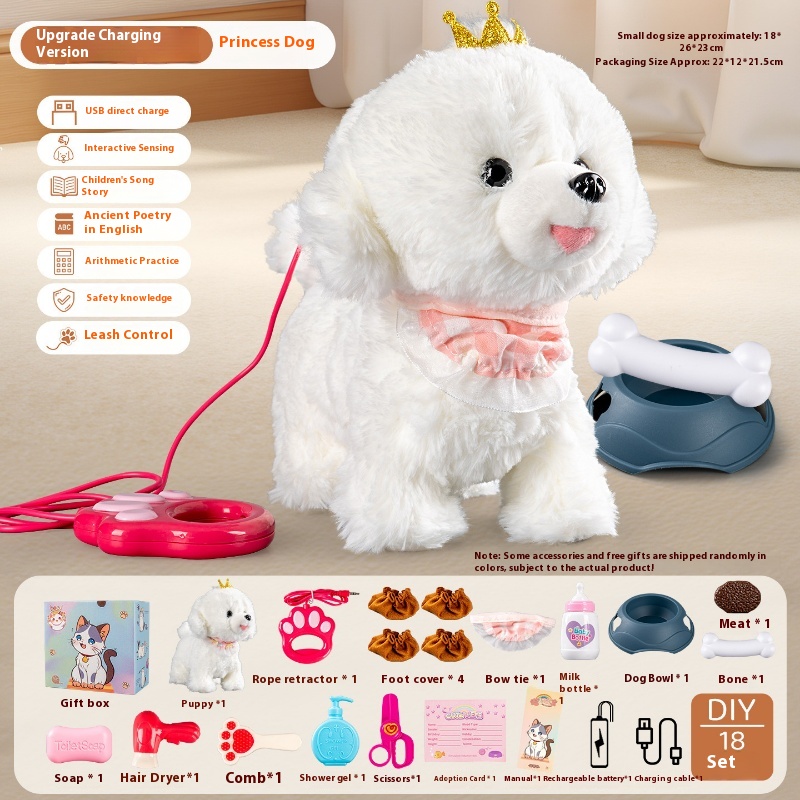girls Toy Gifts Children's Play House Simulation Plush Puppy West Highland Electric Cute Dog Can Walk And Call_voghion.com