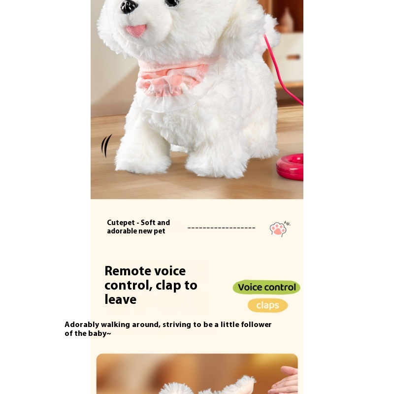 girls Toy Gifts Children's Play House Simulation Plush Puppy West Highland Electric Cute Dog Can Walk And Call_voghion.com