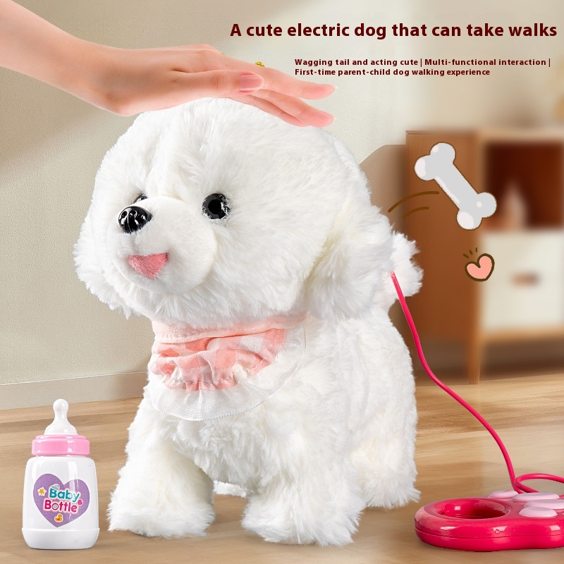 girls Toy Gifts Children's Play House Simulation Plush Puppy West Highland Electric Cute Dog Can Walk And Call_voghion.com