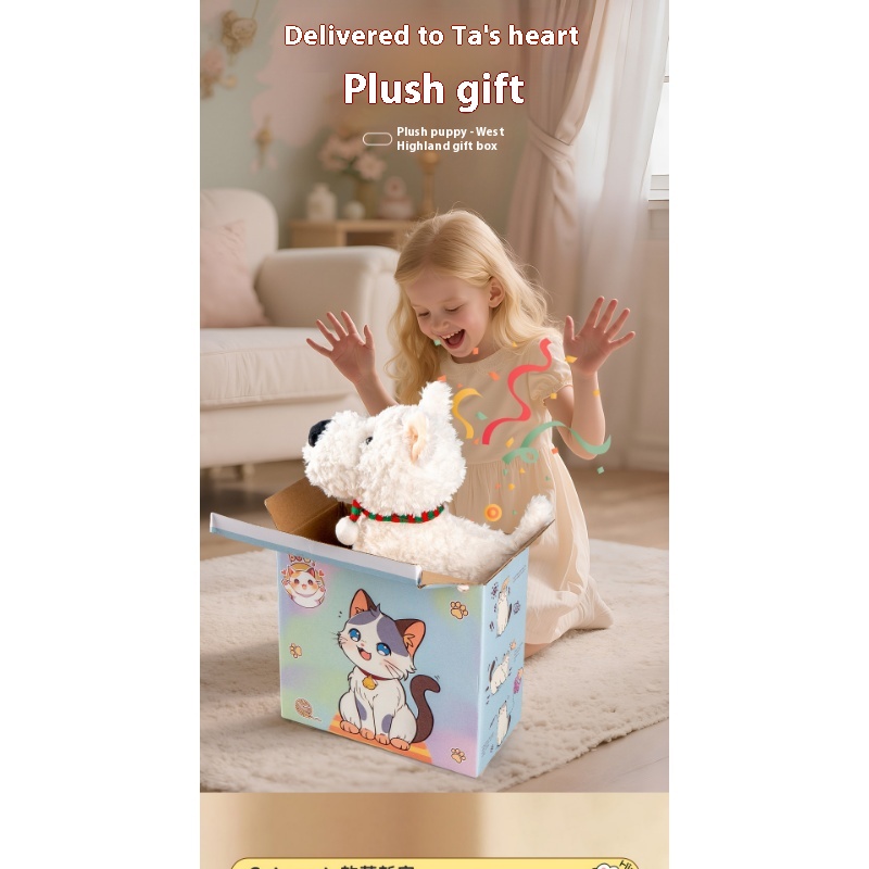 girls Toy Gifts Children's Play House Simulation Plush Puppy West Highland Electric Cute Dog Can Walk And Call_voghion.com