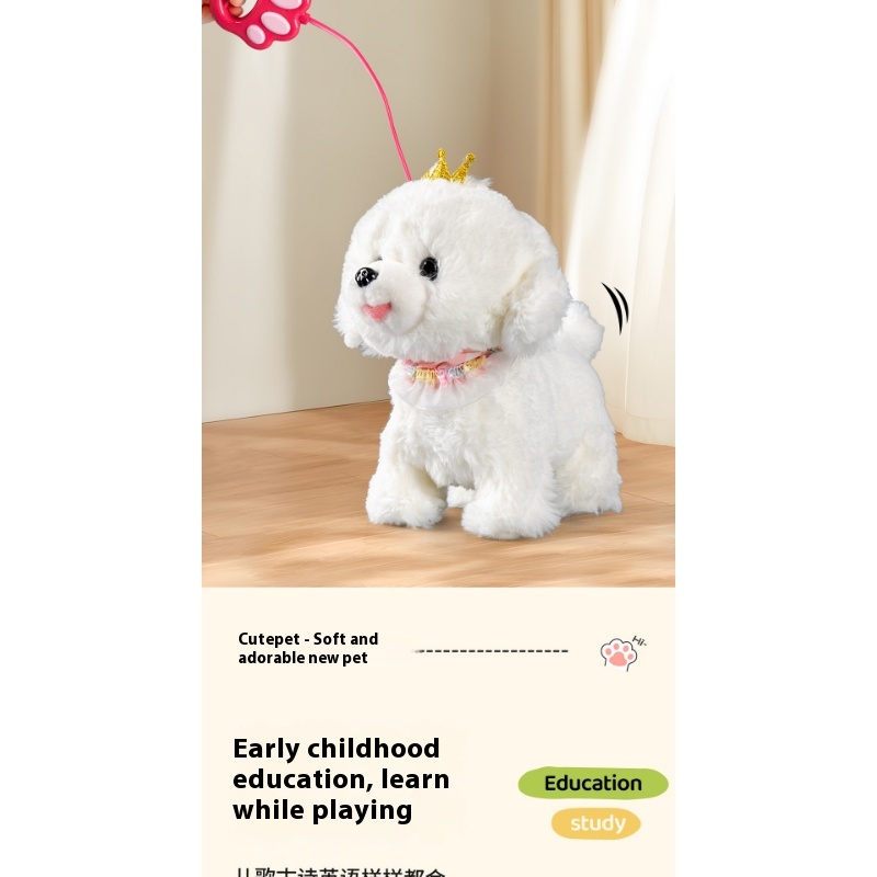 girls Toy Gifts Children's Play House Simulation Plush Puppy West Highland Electric Cute Dog Can Walk And Call_voghion.com