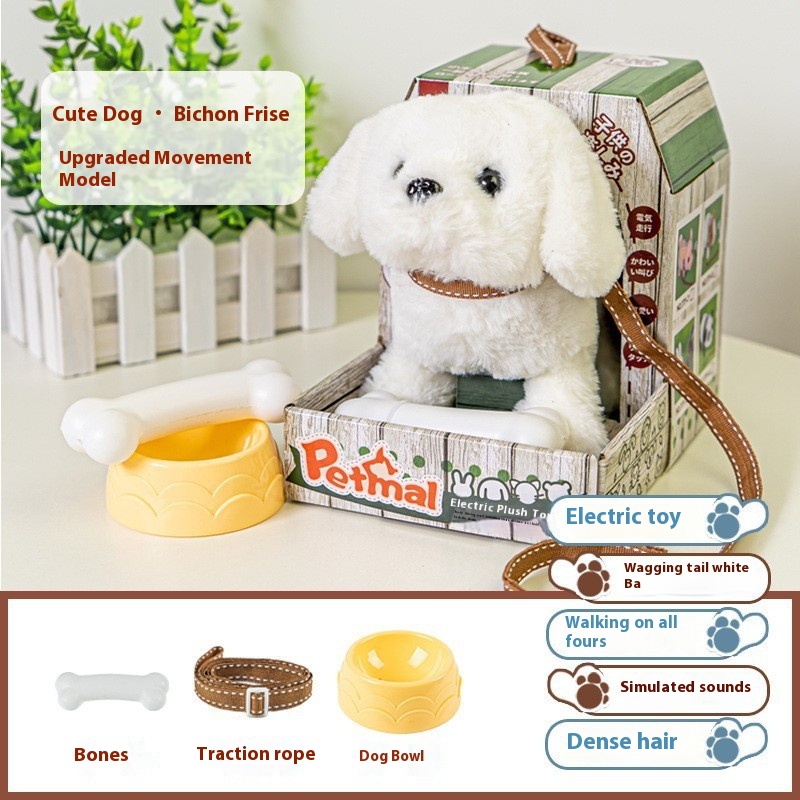 girls Toy Gifts Children's Play House Simulation Plush Puppy West Highland Electric Cute Dog Can Walk And Call_voghion.com
