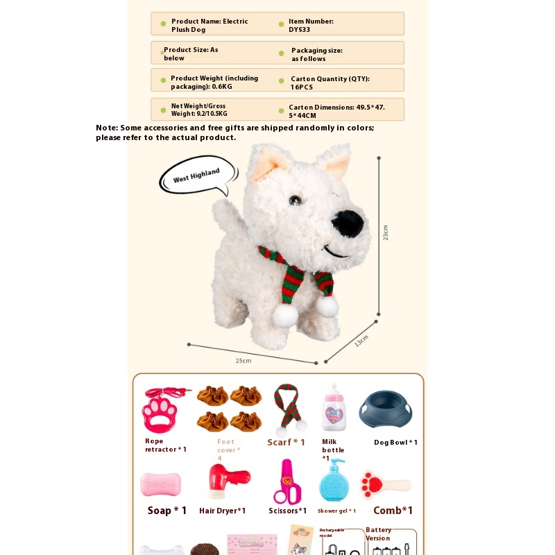 girls Toy Gifts Children's Play House Simulation Plush Puppy West Highland Electric Cute Dog Can Walk And Call_voghion.com