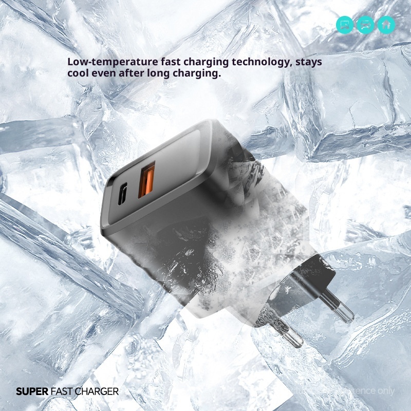 20-W-USB-C-Schnellladegerät mit zwei Anschlüssen – PD/QC 3.0, kompatibel mit iPhone- und Android-Telefonen_voghion.com