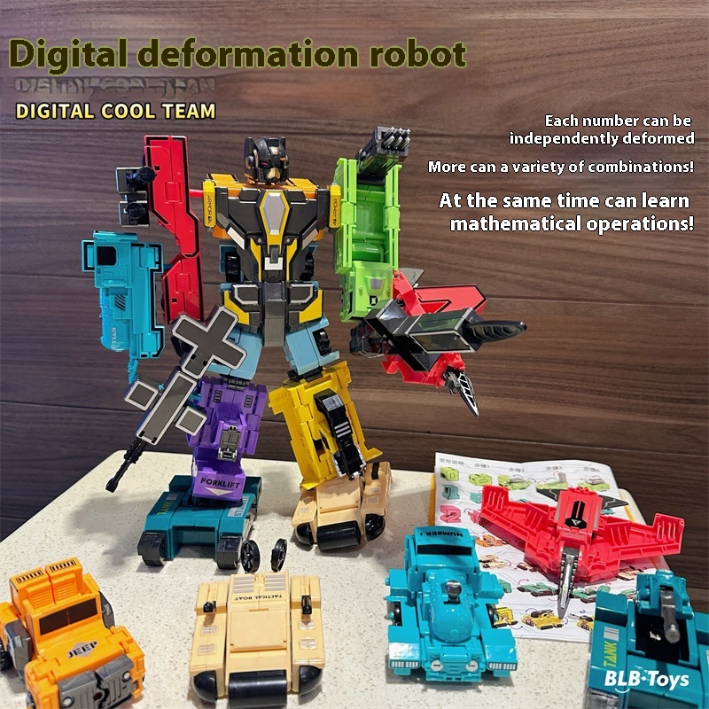 Transformation Cool Team bērnu robots digitālais 0-9 montāžas puzles komplekts zēniem rotaļlieta_voghion.com