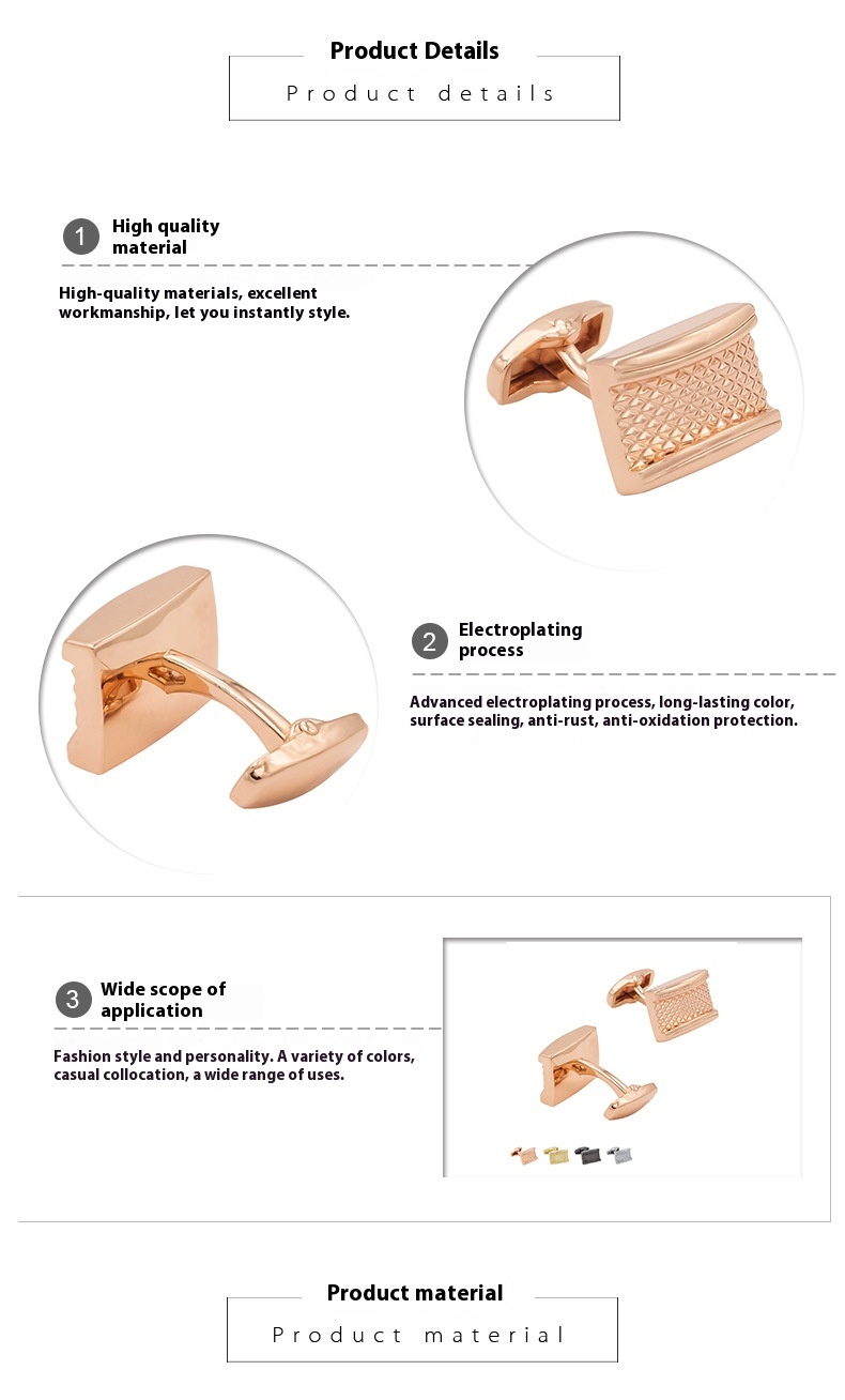 Nouveaux boutons de manchette de chemise français pour hommes en métal concave haut de gamme_voghion.com