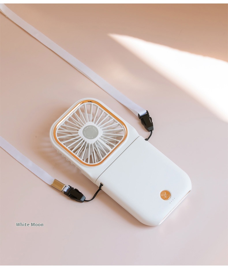 Ultra Thin Folding Handheld USB Power Bank, Mini Small Fan, Hanging Neck Fan_voghion.com