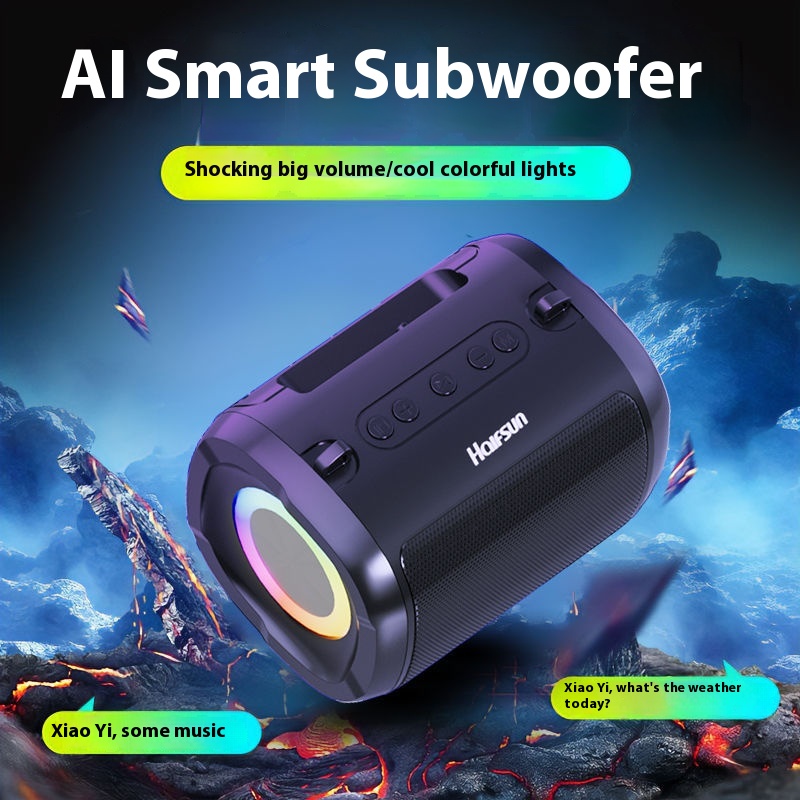 AI Intelligent Bluetooth Subwoofer, Mini Speaker, Outdoor Plug-in Card, Portable High Volume Phone Surround Sound System_voghion.com