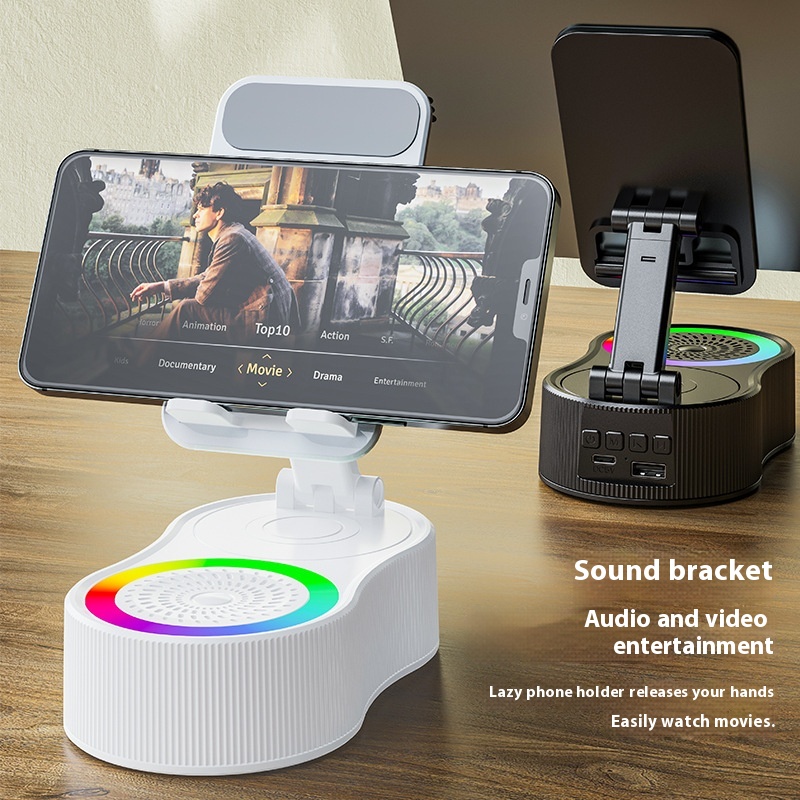 360 Degree Rotating Phone Holder With Lifting Function, Power Bank, Blue Tooth Spea, Mini Portable Ambient Light_voghion.com