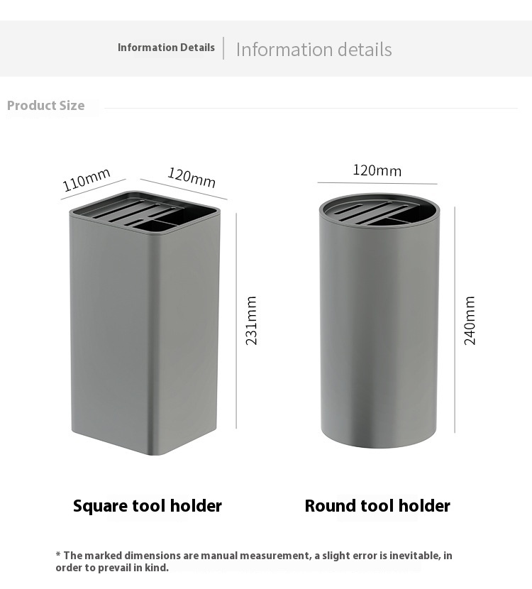 Yimijia Gun Grey Rack Multi Functional Tube Countertop Kitchen Knife Holder Chopstick Cage Integrated Storage Box_voghion.com