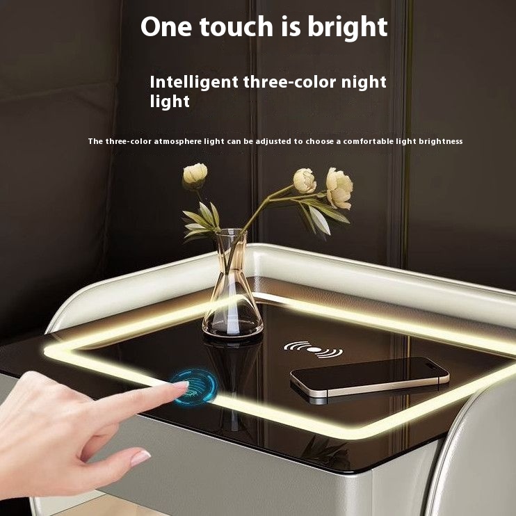Smart Table Bedroom Modern Home Simple Luxury Multifunctional Wireless Charging Internet Celebrity Solid Wood Bedside Table_voghion.com