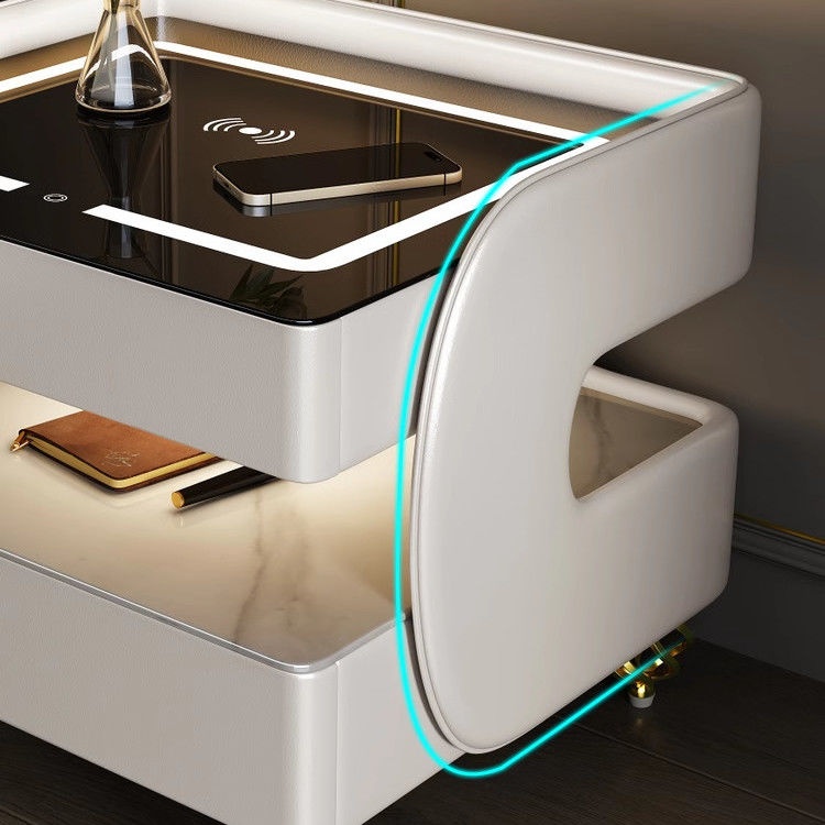 Smart Table Bedroom Modern Home Simple Luxury Multifunctional Wireless Charging Internet Celebrity Solid Wood Bedside Table_voghion.com