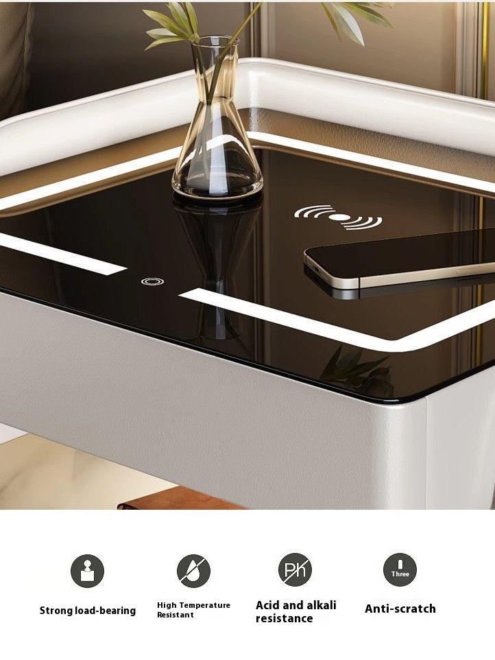 Smart Table Bedroom Modern Home Simple Luxury Multifunctional Wireless Charging Internet Celebrity Solid Wood Bedside Table_voghion.com