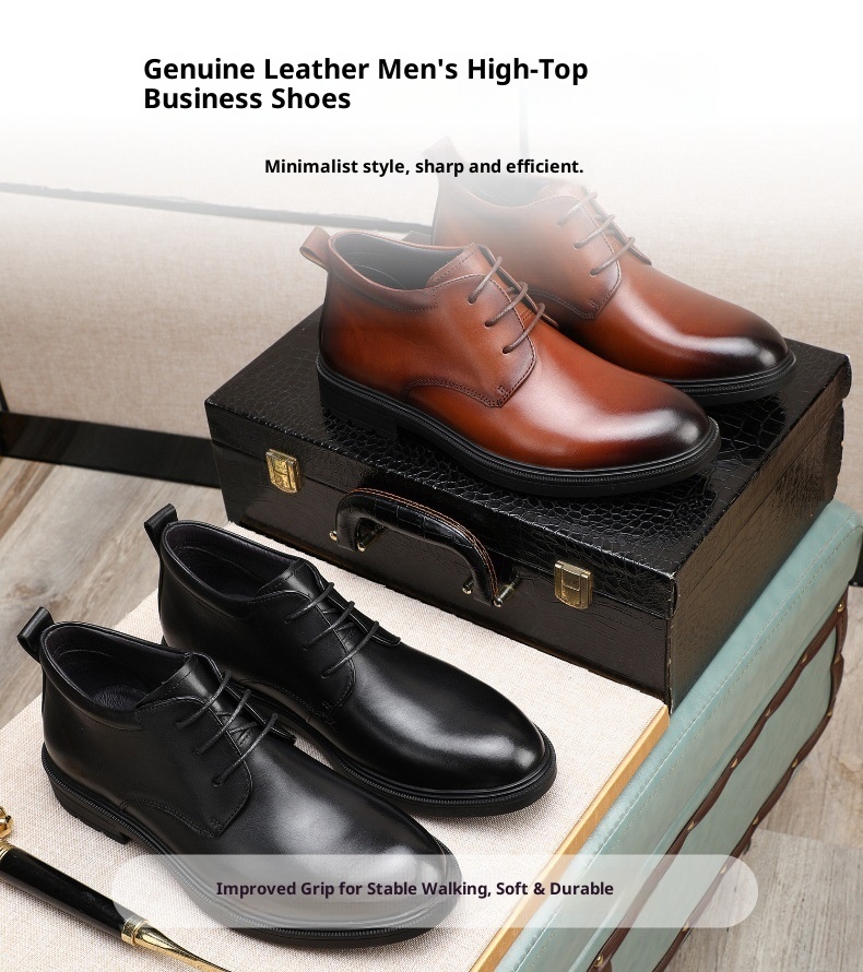 ShoeVault ShoeVault High-top Buine 2025 Autunno Inverno Nuovo Originale Lacci Tacco Basso Scarpe da Lavoro Professionali Comode da Uomo in Pelle_voghion.com