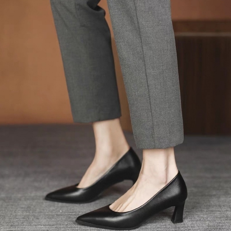 Hôtesse de l'air Talons hauts Formelle Affaires Trajet Professionnel Travail Entretien Semelle souple Confortable Noir Talon bas_voghion.com