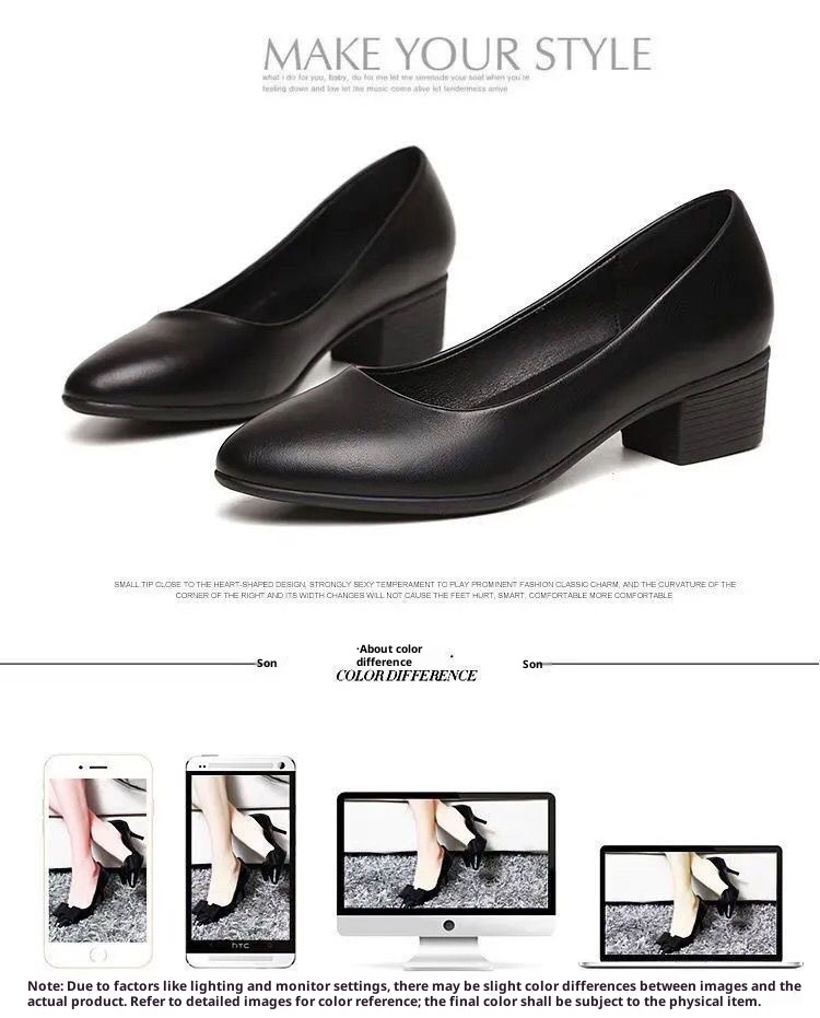 Jinbu Kang Damen-Arbeitsschuhe aus schwarzem, rutschfestem Leder – ideal für Büro, Vorstellungsgespräche, formelle Anlässe und den Arbeitsweg._voghion.com