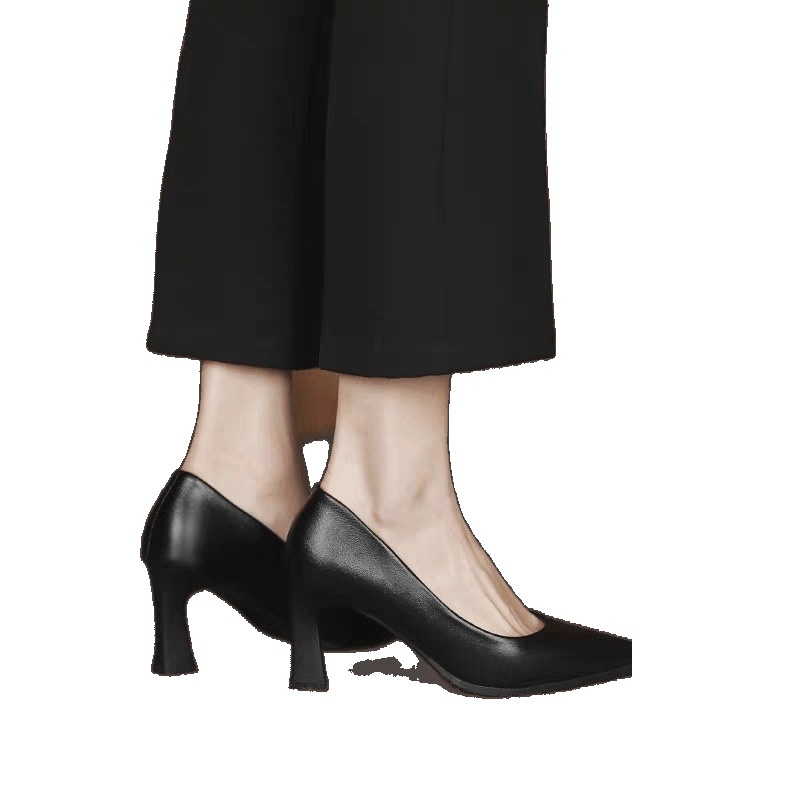 Hôtesse de l'air Talons hauts Formelle Affaires Trajet Professionnel Travail Entretien Semelle souple Confortable Noir Talon bas_voghion.com