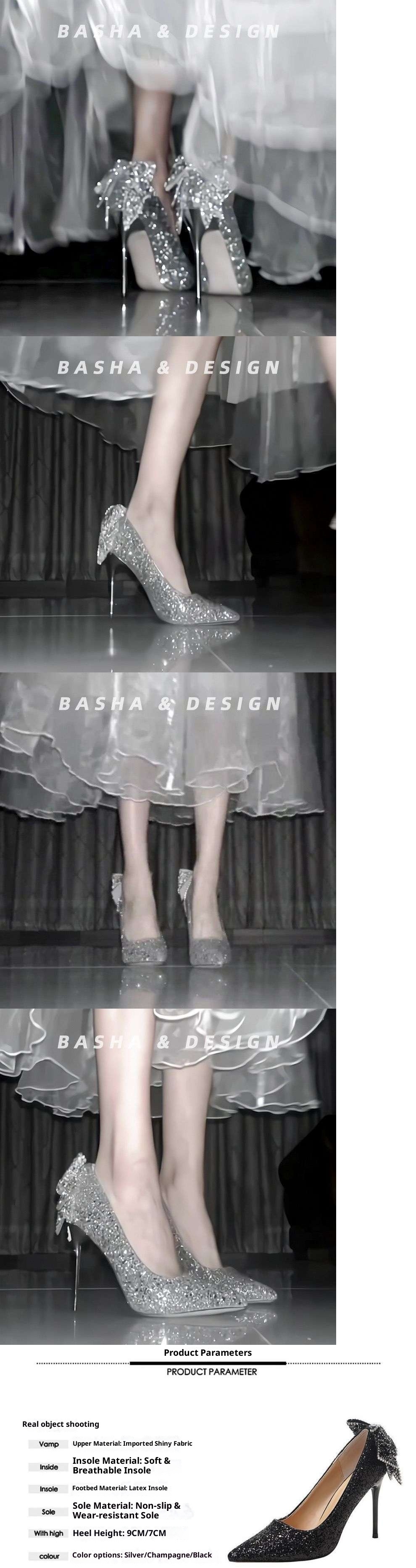 Scarpe con tacco alto in cristallo argento ShoeVault per donna, tacco sottile, elegante abito da sposa con fiocco per cerimonia di passaggio all'età adulta di 18 anni, bidirezionale_voghion.com