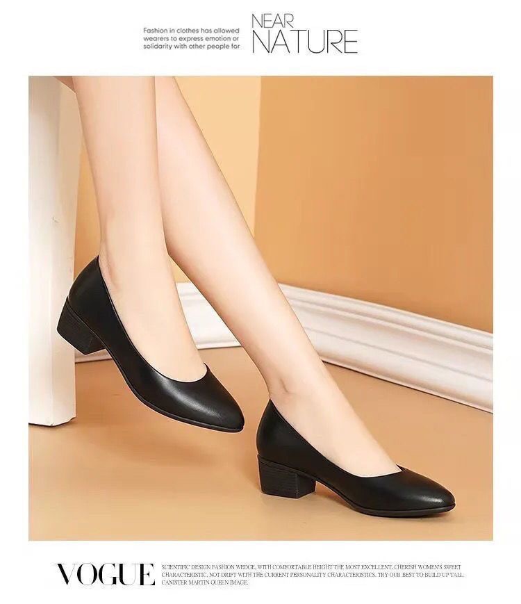 Jinbu Kang Damen-Arbeitsschuhe aus schwarzem, rutschfestem Leder – ideal für Büro, Vorstellungsgespräche, formelle Anlässe und den Arbeitsweg._voghion.com