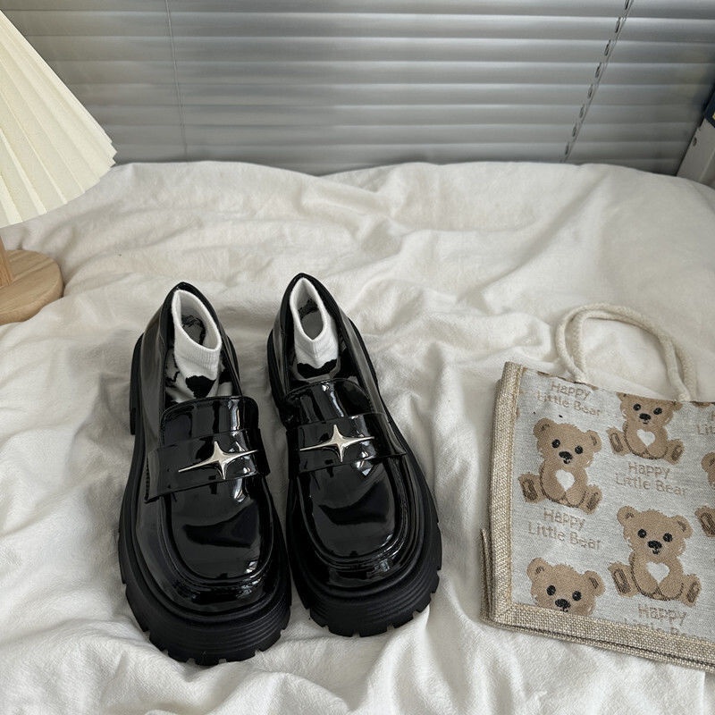 Mocassini ShoeVault con suola spessa da donna, neri, formali, con punta arrotondata, versatili, con tacco medio, antiscivolo, snellenti, per studenti_voghion.com