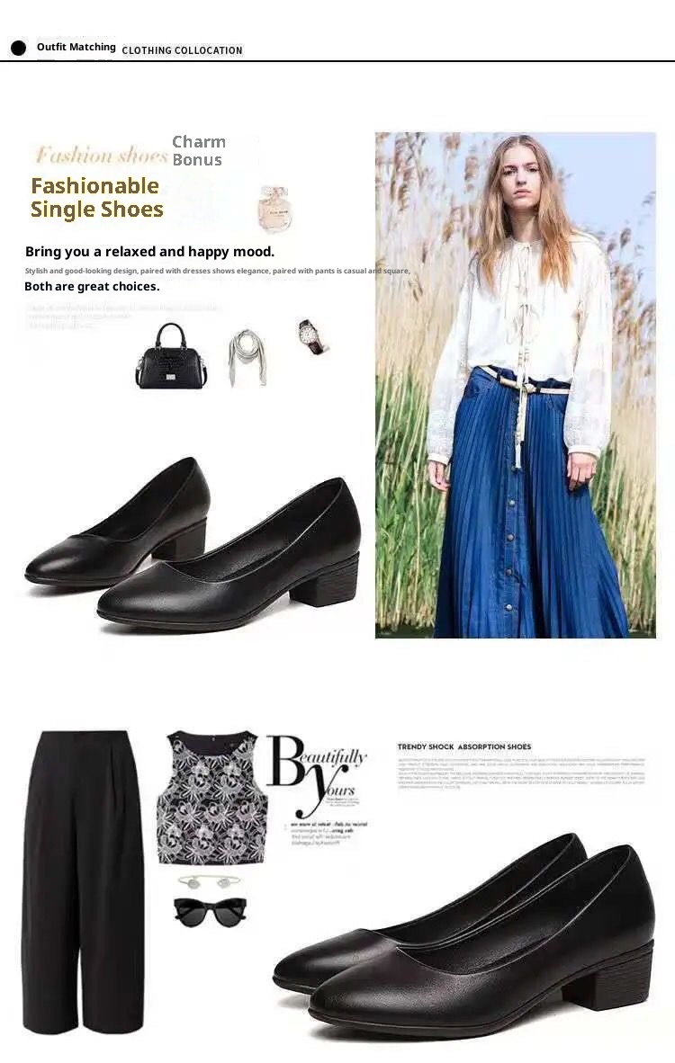 Jinbu Kang Damen-Arbeitsschuhe aus schwarzem, rutschfestem Leder – ideal für Büro, Vorstellungsgespräche, formelle Anlässe und den Arbeitsweg._voghion.com