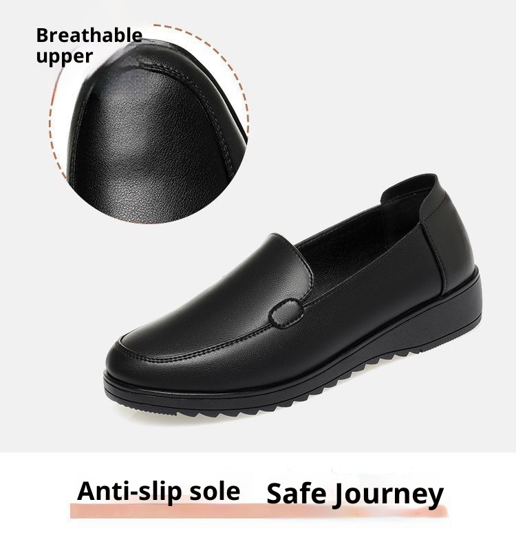 ShoeVault Original Schwarze Damen-Slipper aus Leder mit weicher Sohle – ideal für Büro, Alltag und Freizeit._voghion.com