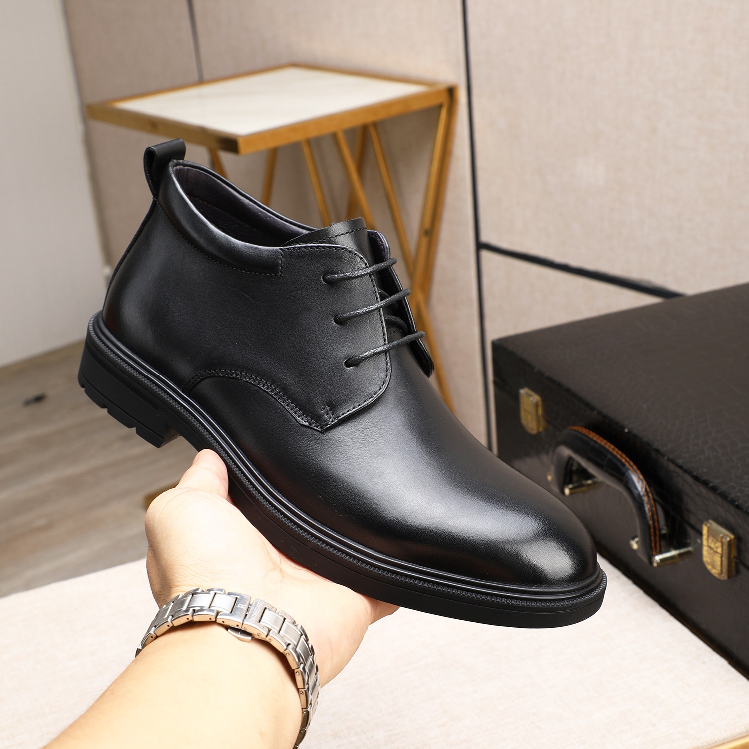 ShoeVault ShoeVault High-top Buine 2025 Autunno Inverno Nuovo Originale Lacci Tacco Basso Scarpe da Lavoro Professionali Comode da Uomo in Pelle_voghion.com