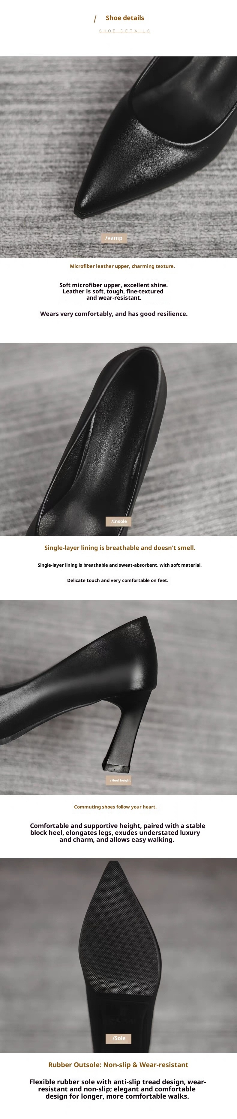 Hôtesse de l'air Talons hauts Formelle Affaires Trajet Professionnel Travail Entretien Semelle souple Confortable Noir Talon bas_voghion.com