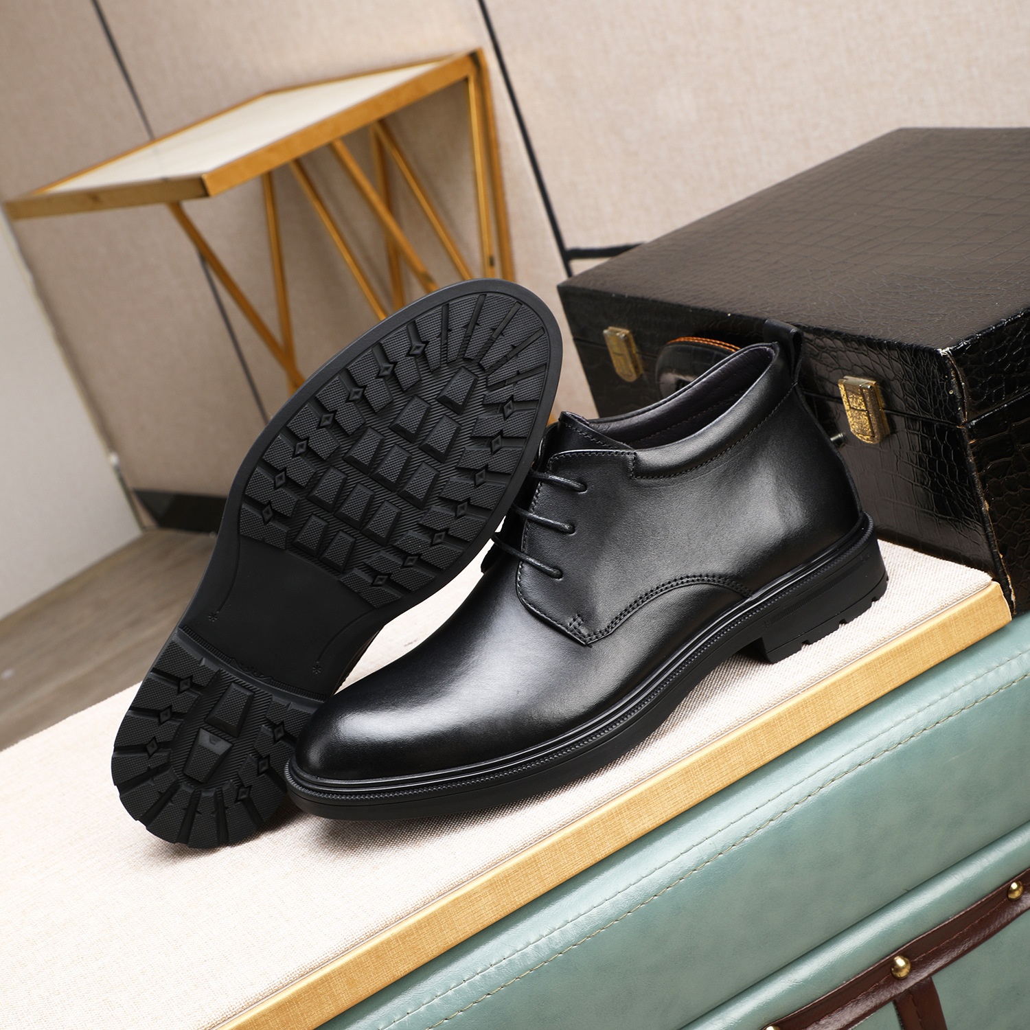 ShoeVault ShoeVault High-top Buine 2025 Autunno Inverno Nuovo Originale Lacci Tacco Basso Scarpe da Lavoro Professionali Comode da Uomo in Pelle_voghion.com