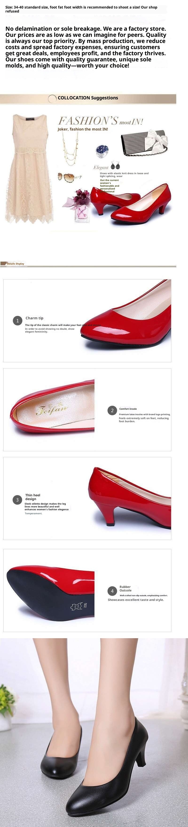 Escarpins noirs confortables et élégants pour entretien d'embauche professionnel, collection printemps-automne 2025, talon mi-haut._voghion.com