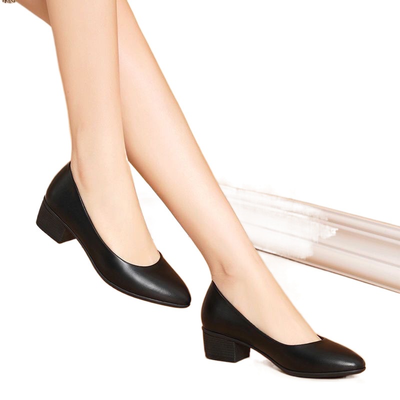 Jinbu Kang Damen-Arbeitsschuhe aus schwarzem, rutschfestem Leder – ideal für Büro, Vorstellungsgespräche, formelle Anlässe und den Arbeitsweg._voghion.com