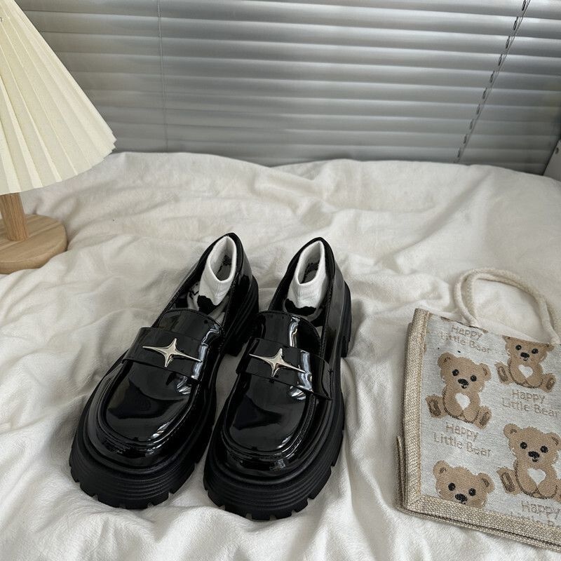 Mocassini ShoeVault con suola spessa da donna, neri, formali, con punta arrotondata, versatili, con tacco medio, antiscivolo, snellenti, per studenti_voghion.com