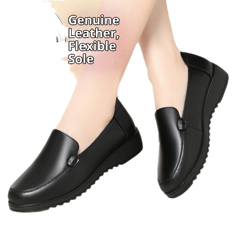 ShoeVault Original Schwarze Damen-Slipper aus Leder mit weicher Sohle – ideal für Büro, Alltag und Freizeit._voghion.com