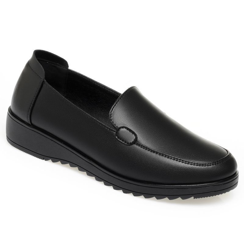 ShoeVault Original Schwarze Damen-Slipper aus Leder mit weicher Sohle – ideal für Büro, Alltag und Freizeit._voghion.com