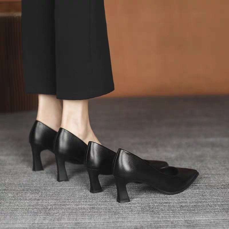 Hôtesse de l'air Talons hauts Formelle Affaires Trajet Professionnel Travail Entretien Semelle souple Confortable Noir Talon bas_voghion.com