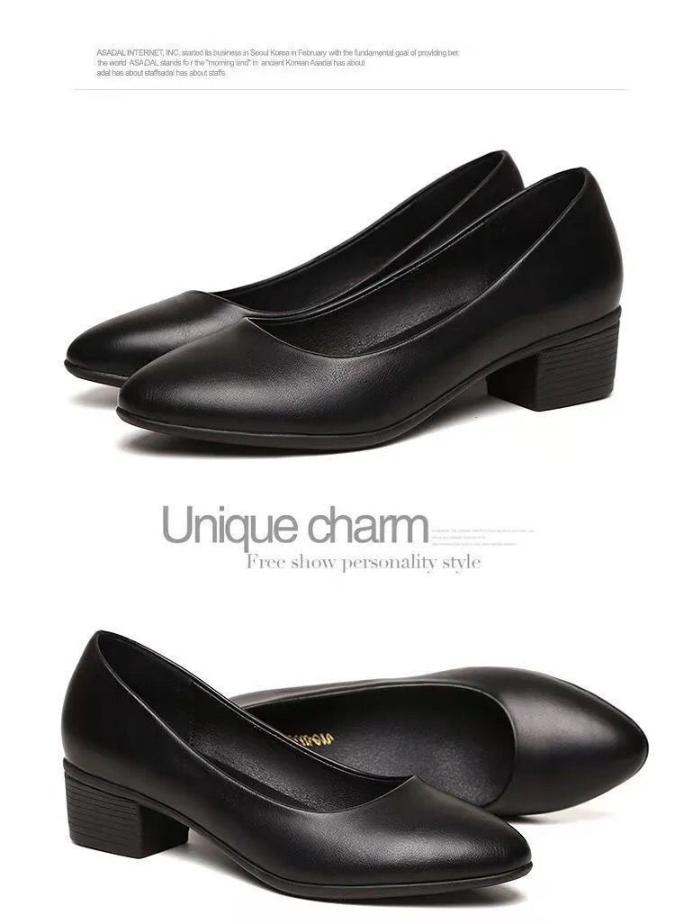 Jinbu Kang Damen-Arbeitsschuhe aus schwarzem, rutschfestem Leder – ideal für Büro, Vorstellungsgespräche, formelle Anlässe und den Arbeitsweg._voghion.com