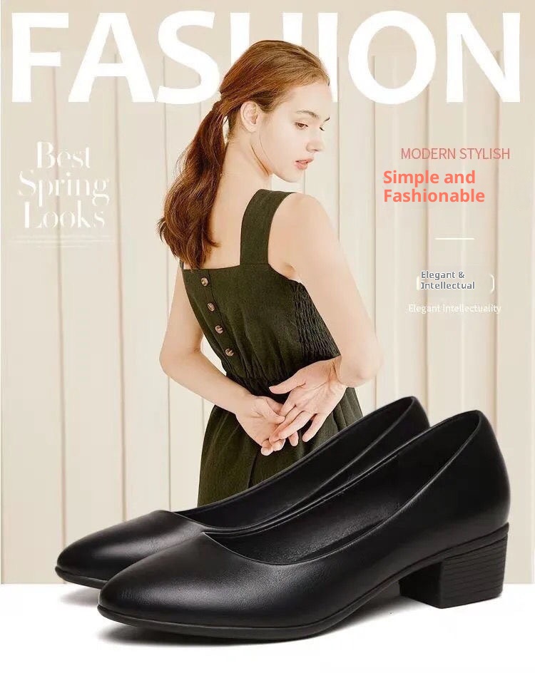 Jinbu Kang Damen-Arbeitsschuhe aus schwarzem, rutschfestem Leder – ideal für Büro, Vorstellungsgespräche, formelle Anlässe und den Arbeitsweg._voghion.com