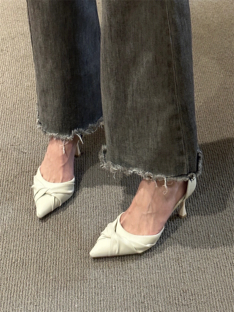 Scarpe col tacco alto nere ShoeVault per donne di 18 anni, cerimonia di passaggio alla maggiore età, design Sense Niche, punta a punta, cinturino in perle, singolo e sottile_voghion.com