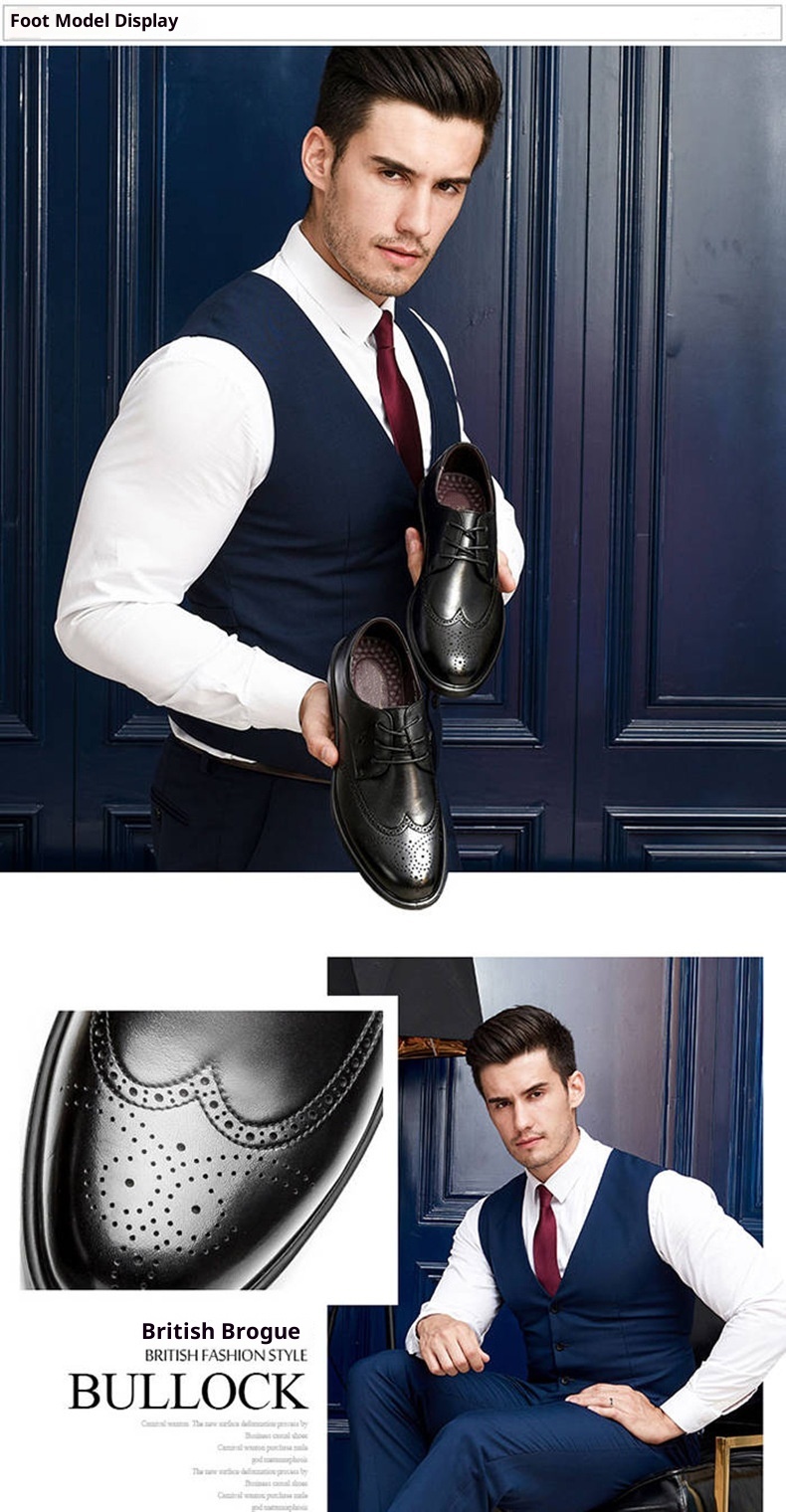 ShoeVault ShoeVault Men's 2025 Summer Business Formal Leather British Style Breathable Soft Sole Carved Brogue Shoes Large Size Height_voghion.com