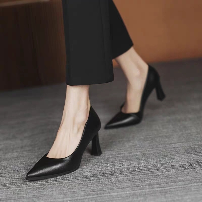 Hôtesse de l'air Talons hauts Formelle Affaires Trajet Professionnel Travail Entretien Semelle souple Confortable Noir Talon bas_voghion.com