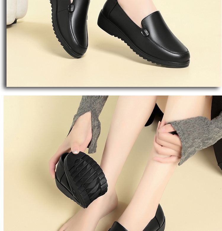 ShoeVault Original Schwarze Damen-Slipper aus Leder mit weicher Sohle – ideal für Büro, Alltag und Freizeit._voghion.com