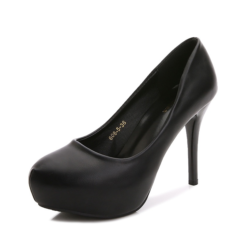 ShoeVault 2021 Autumn New Waterproof Platform Pointed Toe Stiletto High Heels Shallow Mouth Professional Business Fashion Casual_voghion.com