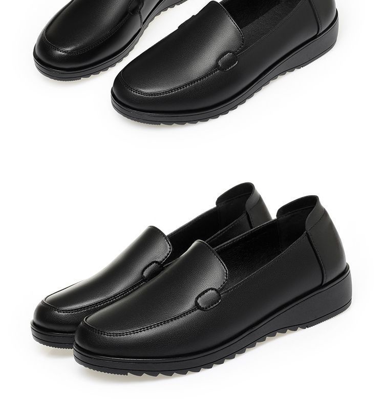 ShoeVault Original Schwarze Damen-Slipper aus Leder mit weicher Sohle – ideal für Büro, Alltag und Freizeit._voghion.com