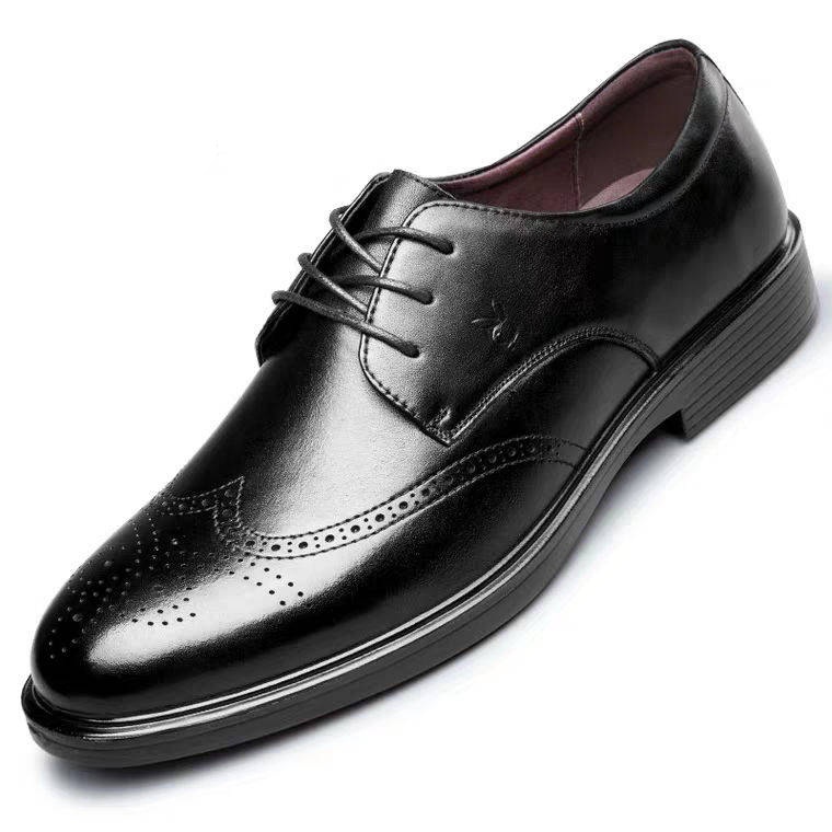 ShoeVault ShoeVault Men's 2025 Summer Business Formal Leather British Style Breathable Soft Sole Carved Brogue Shoes Large Size Height_voghion.com